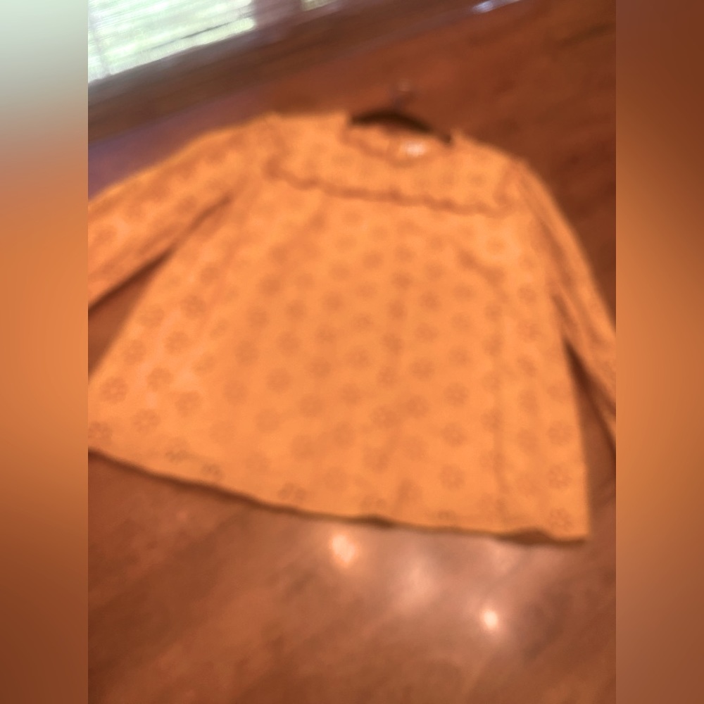 J Crew Yellow Eyelet puffy sleeve top